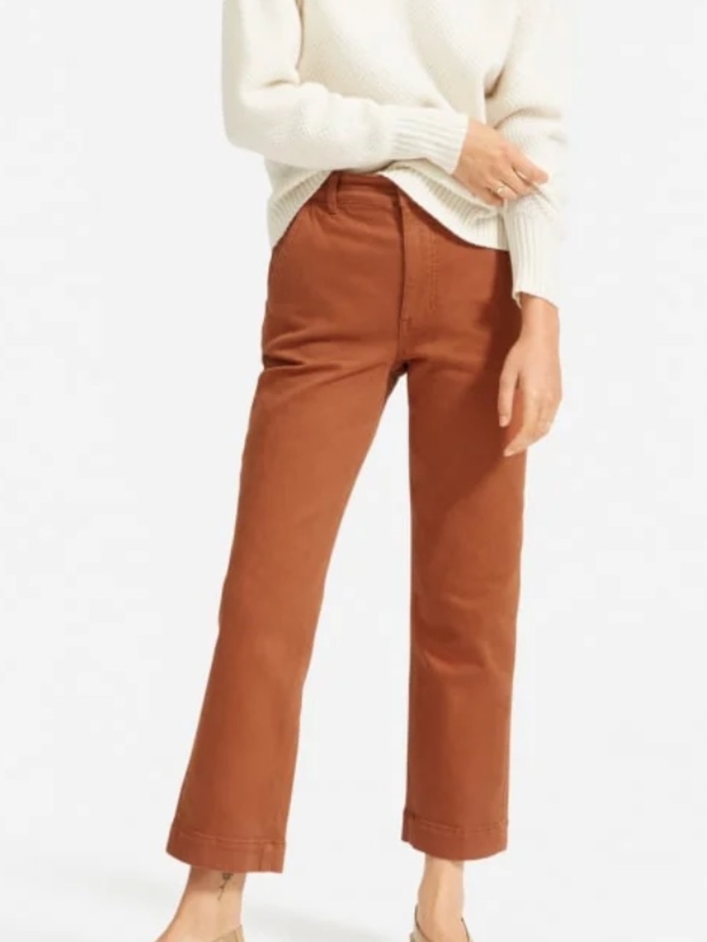 Everlane The Straight Leg Crop Pants Size 0 Rust Brown High Rise Cropped